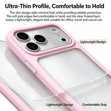 Teckwe Phone Case: Starry‑Sky Phone Case Macaron Frame Matte Translucent Phone Case, Soft Macaron Color Bumper And Frosted Semi-Transparent Back Panel, Resisting Fingerprints And Oil Smudges Effectively, Flexible Shock-Absorbing Bumper Cushions - Pink - View 7
