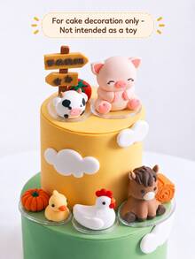 POKOJA LAND 9pcs Farm Animal Cake Topper Set Cute Horse Cow Chicken Decor For Farm Theme Birthday Party Decorations Cake Decorations - View 5