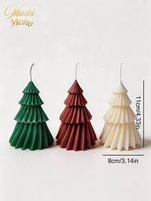 Muroi Mono 1pc/3pcs Christmas Tree Shaped Aromatherapy Candles, 3D Pleated Layered Christmas Candles, Holiday Home Dining Table Decorations, Holiday Gifts - pine tree - View 3