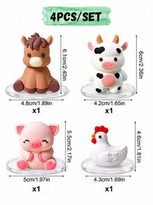 POKOJA LAND 9pcs Farm Animal Cake Topper Set Cute Horse Cow Chicken Decor For Farm Theme Birthday Party Decorations Cake Decorations - View 8
