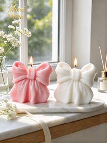 Muroi Mono 1pc/2pcs 3D Bowknot Shaped Scented Candle, Ins Style Handmade Aromatherapy Candle For Home Decor, Birthday & Holiday Gift - bow - View 5