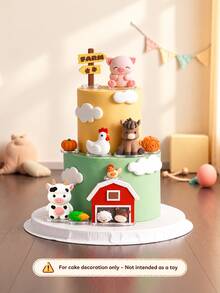 POKOJA LAND 9pcs Farm Animal Cake Topper Set Cute Horse Cow Chicken Decor For Farm Theme Birthday Party Decorations Cake Decorations - View 2