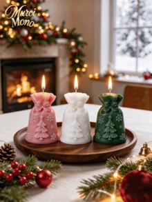 Muroi Mono 1pc/3pcs Christmas Tree Gift Bag Shaped Aromatherapy Candles, 3D Pleated Layered Christmas Candles, Holiday Home Dining Table Decorations, Holiday Gifts - Christmas gift bag - View 6