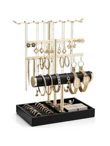 1PC 3 Tier T Bar Iron Elegant Jewelry Display Stand Necklace Bracelet Earring Organizer Rack For Live Streaming Photography Home Shop Boutique Trade Show Gift - Multicolor - View 4