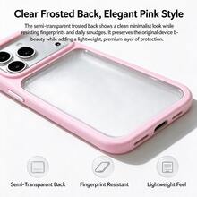 Teckwe Phone Case: Starry‑Sky Phone Case Macaron Frame Matte Translucent Phone Case, Soft Macaron Color Bumper And Frosted Semi-Transparent Back Panel, Resisting Fingerprints And Oil Smudges Effectively, Flexible Shock-Absorbing Bumper Cushions - Pink - View 4