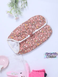 1件復古花卉絎縫狗狗背心，保暖抓絨內裡寵物無袖外套，附D型環，適合小型幼犬 - 焦糖色 - 查看 1