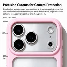 Teckwe Phone Case: Starry‑Sky Phone Case Macaron Frame Matte Translucent Phone Case, Soft Macaron Color Bumper And Frosted Semi-Transparent Back Panel, Resisting Fingerprints And Oil Smudges Effectively, Flexible Shock-Absorbing Bumper Cushions - Pink - View 3