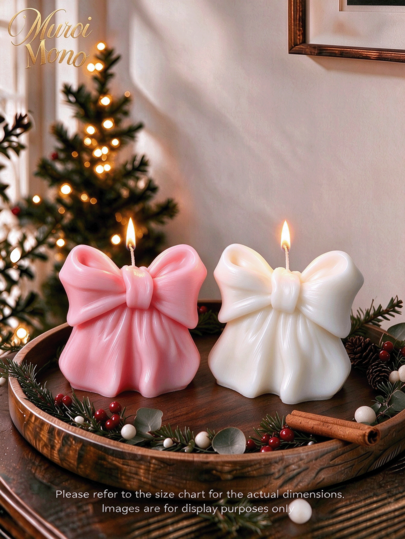 Muroi Mono 1pc/2pcs 3D Bowknot Shaped Scented Candle, Ins Style Handmade Aromatherapy Candle For Home Decor, Birthday & Holiday Gift