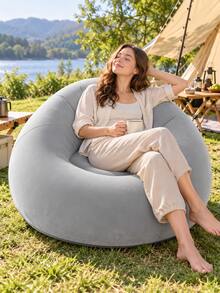 1 Piece Inflatable Sofa Chair, Foldable Portable Inflatable Leisure Chair With Backrest, Soft Bean Bag Style Seat For Living Room Bedroom Balcony Dormitory Outdoor Camping - Multicolor - View 7
