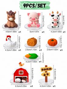 POKOJA LAND 9pcs Farm Animal Cake Topper Set Cute Horse Cow Chicken Decor For Farm Theme Birthday Party Decorations Cake Decorations - View 7