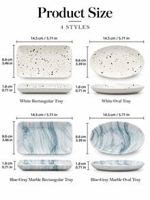 Haus Hana 1pc Ceramic Tray, Multi-Purpose Organizer For Towels, Jewelry, Keys, Perfume, Vanity Desk, Entryway, Bathroom, Hotel, Restaurant, Elegant Home Decor - Multicolor - View 6