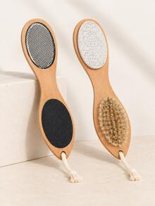 Haus Hana Multi-Functional Wooden Brush 4-In-1 Foot Care Tool, Foot Scrub Board, Pumice Stone, Foot Wash Brush For Cleaning, Removing Dead Skin, And Stubborn Calluses - multicolor - View 2