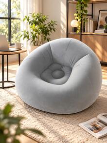 1 Piece Inflatable Sofa Chair, Foldable Portable Inflatable Leisure Chair With Backrest, Soft Bean Bag Style Seat For Living Room Bedroom Balcony Dormitory Outdoor Camping - Multicolor - View 9