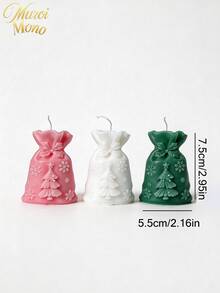 Muroi Mono 1pc/3pcs Christmas Tree Gift Bag Shaped Aromatherapy Candles, 3D Pleated Layered Christmas Candles, Holiday Home Dining Table Decorations, Holiday Gifts - Christmas gift bag - View 3