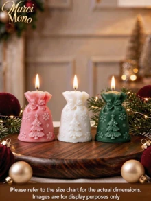 Muroi Mono 1pc/3pcs Christmas Tree Gift Bag Shaped Aromatherapy Candles, 3D Pleated Layered Christmas Candles, Holiday Home Dining Table Decorations, Holiday Gifts - Christmas gift bag - View 4