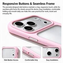 Teckwe Phone Case: Starry‑Sky Phone Case Macaron Frame Matte Translucent Phone Case, Soft Macaron Color Bumper And Frosted Semi-Transparent Back Panel, Resisting Fingerprints And Oil Smudges Effectively, Flexible Shock-Absorbing Bumper Cushions - Pink - View 6