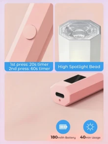 Teckwe 便攜式手持美甲烘燈，UV/LED美甲固化燈，適用所有凝膠指甲油美甲工具，可充電快乾美甲燈，2合1套裝含支架與美甲燈，萬聖節派對 - 彩色 - 查看 6
