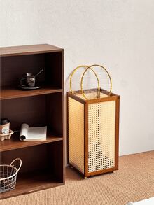 Rattan-Style Freestanding Umbrella Stand With Drip Tray, Entryway Storage Holder For Long And Folding Umbrellas - Plastic vine rain rack (brown) - View 4