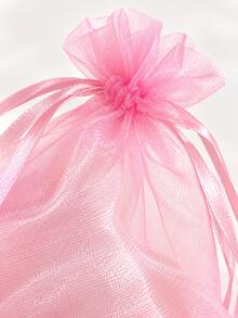 5 10 20 50 100 PCS Multi Color Gauze Bags Gift Packaging Drawstring Pouch Party Wedding Favor Jewelry Storage Bag Holiday Birthday Celebration Decor Home Supplies - Pink - View 6