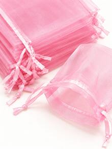 5 10 20 50 100 PCS Multi Color Gauze Bags Gift Packaging Drawstring Pouch Party Wedding Favor Jewelry Storage Bag Holiday Birthday Celebration Decor Home Supplies - Pink - View 5