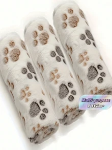 3pcs Soft Flannel Pet Blankets - Machine Washable, All Season, Suitable For Small To Large Cats And Dogs - Multicolor - View 1