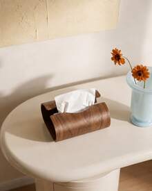 Cirelle Walnut Wood Tissue Box Holder, Large Capacity Curved Design Tissue Dispenser Cover, Vintage Home Decor For Living Room, Bedroom, Office & Coffee Table - Multicolor - View 2
