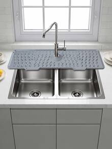 1Pc New Wavy Sink Non‑Slip Mat, 5‑Degree Tilt Quick‑Drain Design, Heat‑Resistant Foldable Splash‑Proof Mat, Durable Countertop Protector For Kitchen Sink & Bathroom, Household Sink Accessory - Multicolor - View 10
