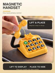 1pc Retro Telephone-Shaped Temporary Parking Number Plate, Magnetic Privacy Handset, Customizable Phone Number Display, Residue-Free Dashboard Contact Sign For Cars - A - View 4