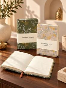 Cirelle 1pc A6 Linen Embroidered Notebook, Vintage Floral Fabric Cover Journal, Thick Pocket Notepad For Travel, School, Office, Handmade Diary, Gift For Her - multicolor - View 3