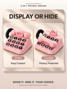 1pc Retro Telephone-Shaped Temporary Parking Number Plate, Magnetic Privacy Handset, Customizable Phone Number Display, Residue-Free Dashboard Contact Sign For Cars - A - View 7