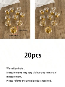 20pcs/30pcs /40pcs/80pcsAcrylic Handle Transparent Crystal Wardrobe Door Diamond Drawer Pulls - gold - View 7