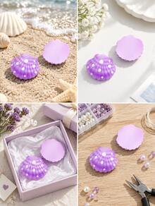 0.98 Inch / 2.5cm Resin Seashell Decor, Mini Artificial Seashell Ornament For Wedding, Holiday, Home Crafts & Home Decor Accessories - Gradient purple - View 2