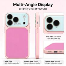 Teckwe Luxury New Phone Case: Summer Contrast-Colored Crystal Large-View Window Shockproof Dopamine Color-Block Phone Case Compatible Compatible With Iphone 18/17/16/15/14/13 Plus Pro Pro Max, Bumper Shockproof Hard Back Cover, Anti-Scratch & Anti-Fingerprint, Reinforced Drop Defense, Camera Lens Guard, Precise Cutouts, Slim Lightweight Rugged Bumper Protective Case - Multicolor - View 9