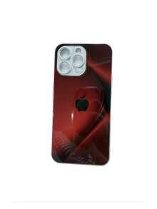 Phone Case, Phone Case With A Simple Graphic Apple Design, Gradient Curved Design, High-Definition Glass Phone Case, Drop-Resistant, Versatile - Red - View 2