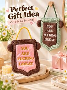 Joivida 1PC Decorative Hanging Hand Towel, Vintage Woven Kitchen & Bathroom Towel With Funny Quote Design, Soft Hand Drying Cloth For Kitchen, Bathroom, Guest Room, Wall Decor, Housewarming, Birthday & Holiday Gift - Multicolor - View 9