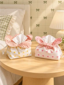 Joivida 1Pc Flower Shaped Tissue Box, Modern Minimalist & Cute Style, Polka Dot Pattern, Practical Decorative Tissue Box For Home Use, Suitable For Living Room, Bedroom, Dining Room, Bathroom - Multicolor - View 4