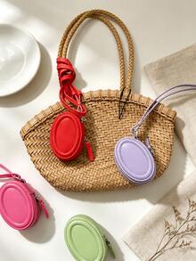 Haus Hana Round Case Jewelry Pouch, Unique Design Crossbody Bag, Versatile Neck Hanging Decor Waist Bag, Lipstick Key Earphone Storage Bag - Multicolor - View 9