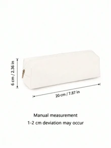 Haus Hana 1件入學季 3D皮革簡約鉛筆盒 中性化化妝刷收納包 拉鍊文具袋 可折疊便攜 PU化妝文具鉛筆筆收納袋 禮物 - 多色 - 查看 10