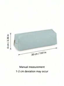 Haus Hana 1件入學季 3D皮革簡約鉛筆盒 中性化化妝刷收納包 拉鍊文具袋 可折疊便攜 PU化妝文具鉛筆筆收納袋 禮物 - 多色 - 查看 11
