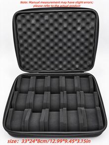 15/20 Slots Portable Watch Organizer With Handle Scratch-Resistant Interior Watch Case With Flip For Men And Women Multifunctional Watch Box For Home Travel Watch Collectors Ideal Gift Accessories Home Organization Decor Travel Essentials - Dark Black - View 7