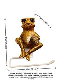 1PC Resin Hand Painted Wall Mounted Gold Frog Fashion Glasses Beer Toilet Paper Holder For Bathroom Kitchen Novelty Animal Decor Funny Gift Ornament Home Decor Accessory - Multicolor - View 2