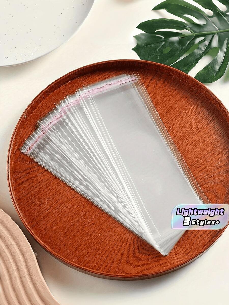 1pc Pack Clear Self Adhesive OPP Bags Transparent Resealable Plastic Pouches For Gift Storage Packaging Jewelry Candy Stationery Small Business Retail Display Party Favor Home Organization Dustproof Moisture Proof Lightweight - Clear - View 1
