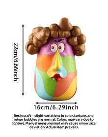 1PC Creative Ins Style Colorful Curly Hair Lady Resin Succulent Planter Pot Funny Cartoon Girl Flower Vase Desktop Ornament Home Office Decor Gift - A - View 8