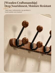 Walnut‑Look Over‑The‑Door Hooks, No‑Drill Adhesive Wall‑Mount Hanger, Heavy‑Duty Sticky Hooks For Bathroom & Home Clothes Hanging - Multicolor - View 13