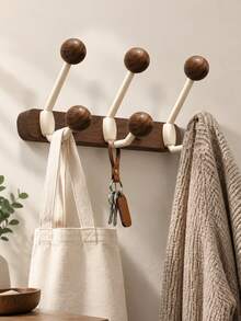 Walnut‑Look Over‑The‑Door Hooks, No‑Drill Adhesive Wall‑Mount Hanger, Heavy‑Duty Sticky Hooks For Bathroom & Home Clothes Hanging - Multicolor - View 9