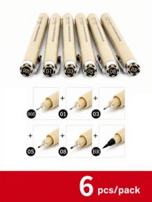 Haus Hana 6/9/12pcs Drawing Pen Set With Black Ink, Fine Liner Pens Suitable For Sketching, Cartoon Drawing, Art Painting Back To School - multicolor - View 10