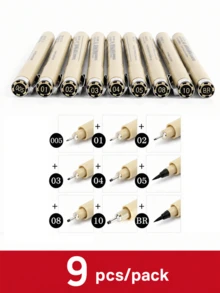 Haus Hana 6/9/12pcs Drawing Pen Set With Black Ink, Fine Liner Pens Suitable For Sketching, Cartoon Drawing, Art Painting Back To School - multicolor - View 9