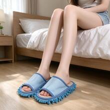 1pair Removable And Washable Linen Mop Slippers, Unisex Cleaning Slippers - multicolor - View 6