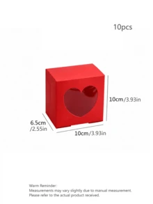 20/10pcs Red Heart Shaped Bakery Boxes With Viewing Window, Ideal For Valentine'S Day Snacks, Cupcakes, Pastries, And Strawberry Desserts, Suitable For Weddings, Birthdays, And Other Occasions, Holiday Design Paper Baking Boxes - Multicolor - View 9