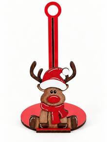 Cirelle 1 buah Rak Tisu Kayu Bentuk Rusa Hidung Merah untuk Natal, Rusa Bertopi Santa yang Menggemaskan, Tempat Tisu Gulung 2D Berdiri Bebas, Rak Penyimpanan Tisu Meja untuk Meja Makan, Meja Dapur, Dekorasi Rumah Liburan - View 14